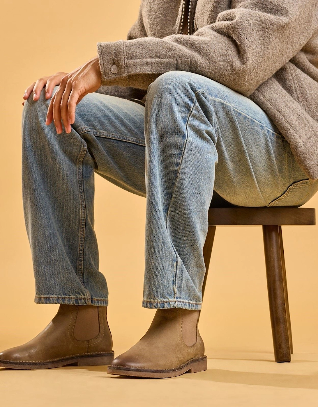 Hush Puppies Shaun Leather Men's Stone Boots