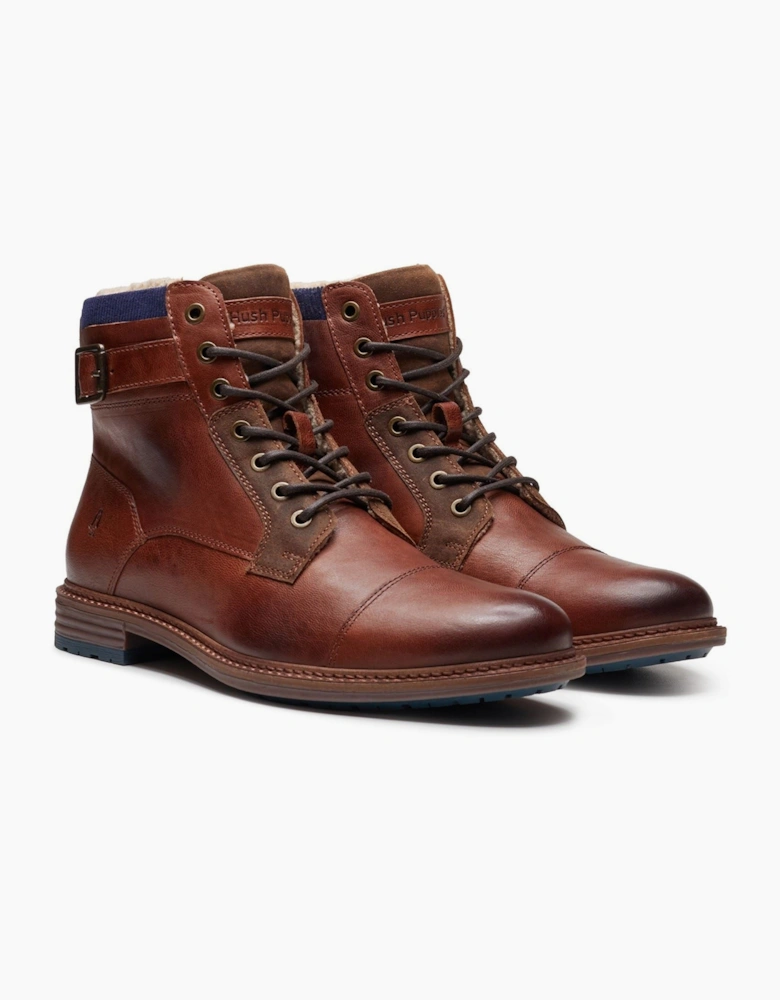 Hush Puppies Jordan Leather Men's Dark Brown Ankle Boots