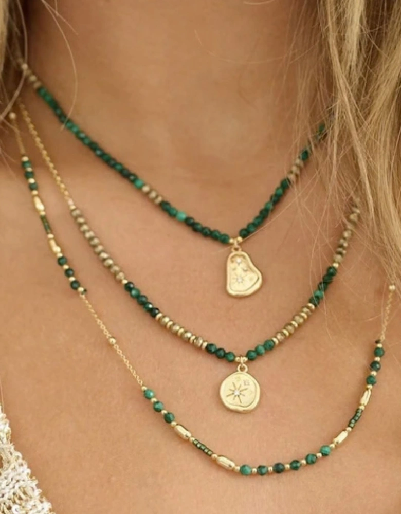 Umino Malachite Charm Gold Necklace
