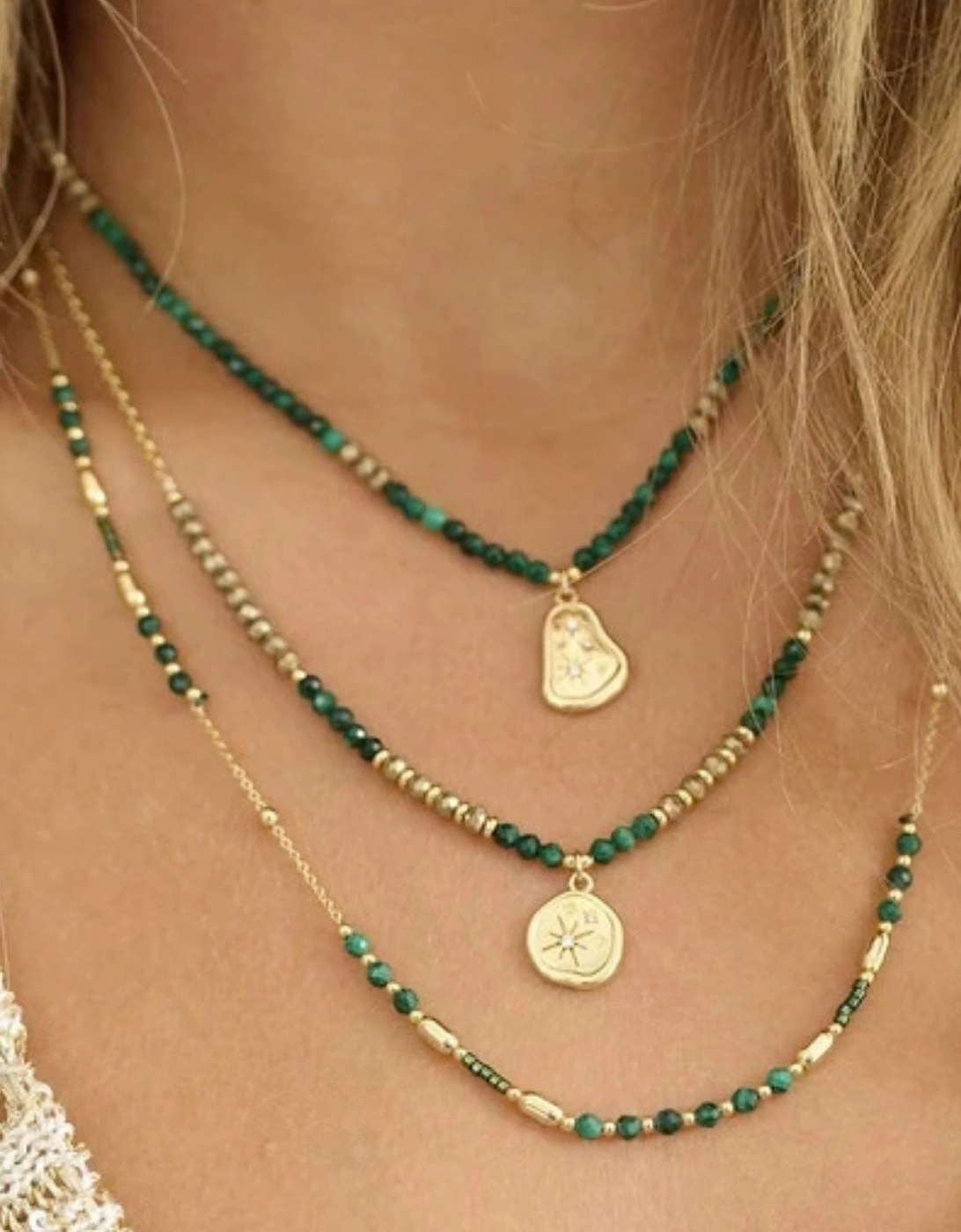 Umino Malachite Charm Gold Necklace