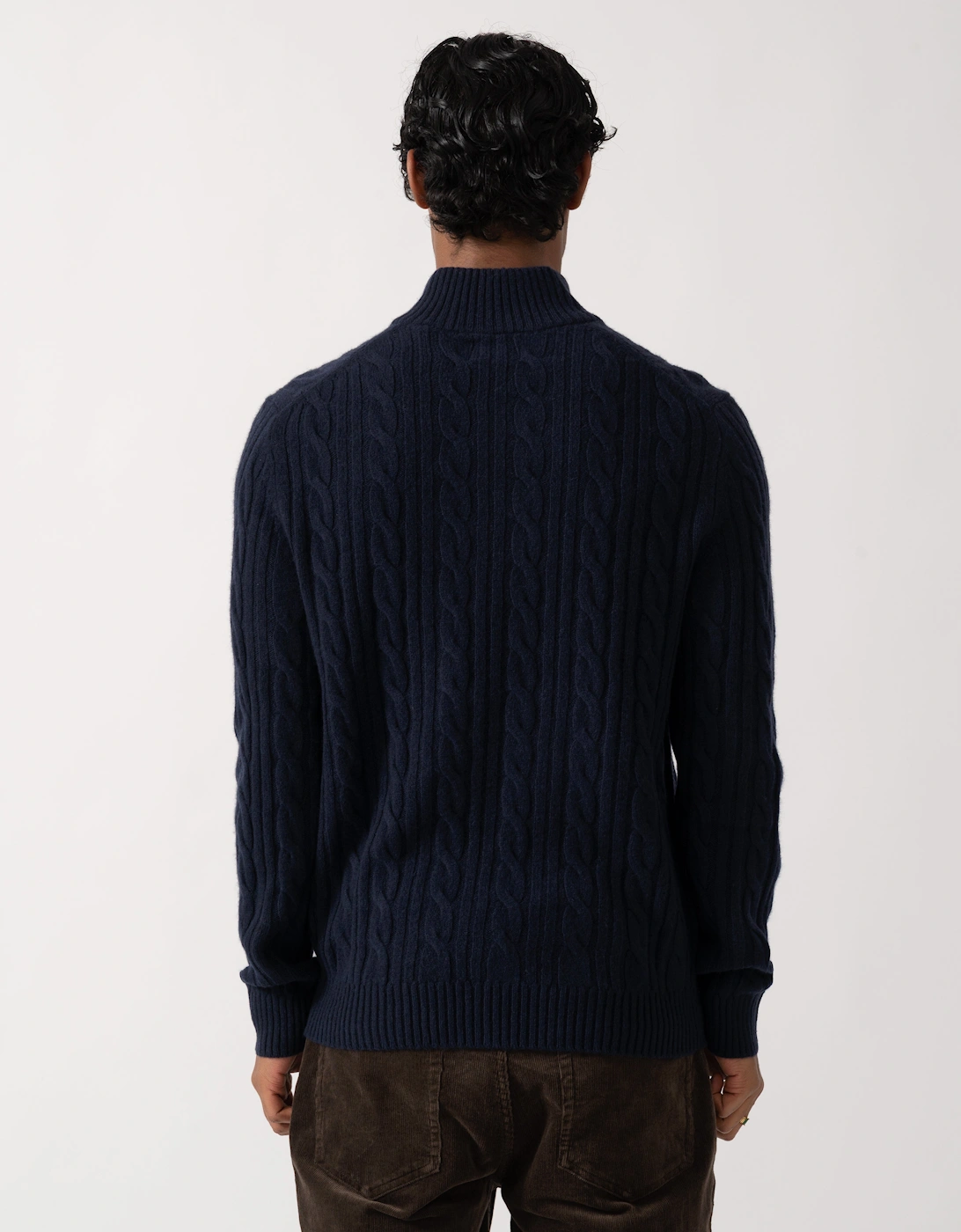 GANT Mens Lambswool Cable Half Button Sweater - 433 Evening Blue