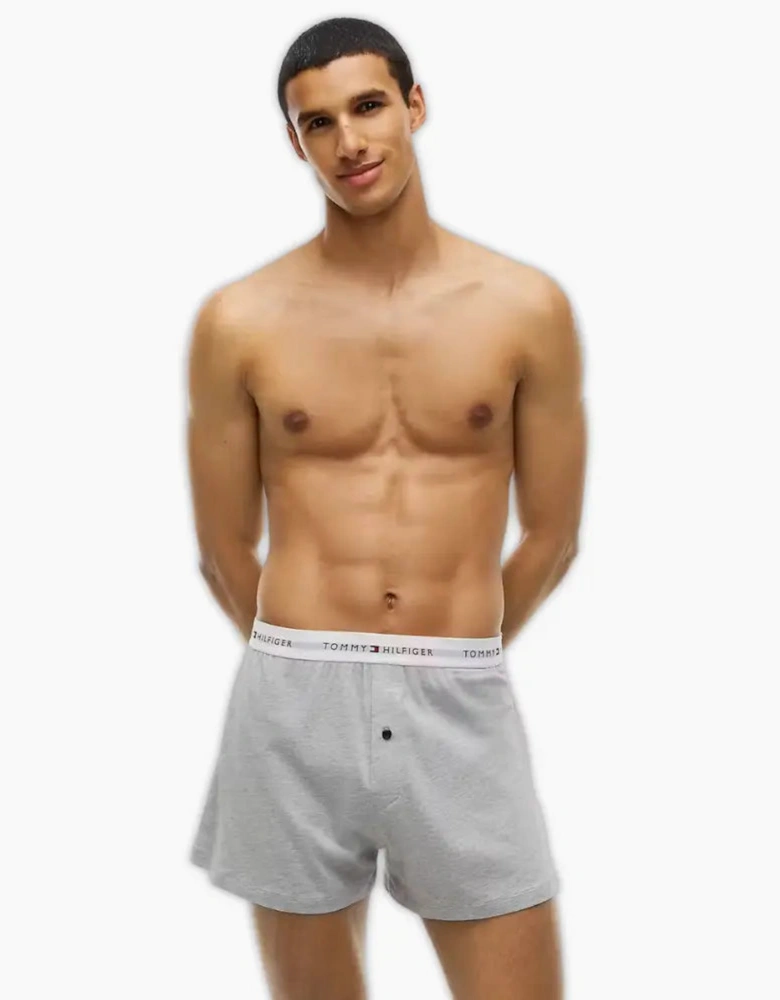 2-Pack Signature Cotton Jersey Boxer Shorts, Black/Grey