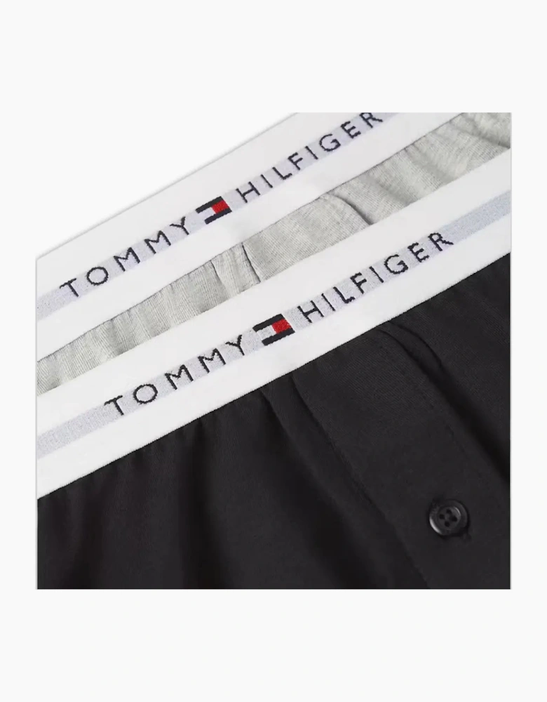 2-Pack Signature Cotton Jersey Boxer Shorts, Black/Grey