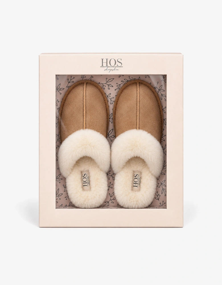 HOS Sheepskin AYLA Womens Mules Chestnut