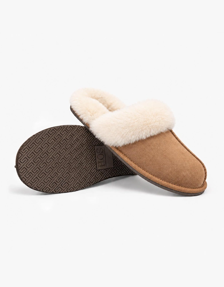 HOS Sheepskin AYLA Womens Mules Chestnut