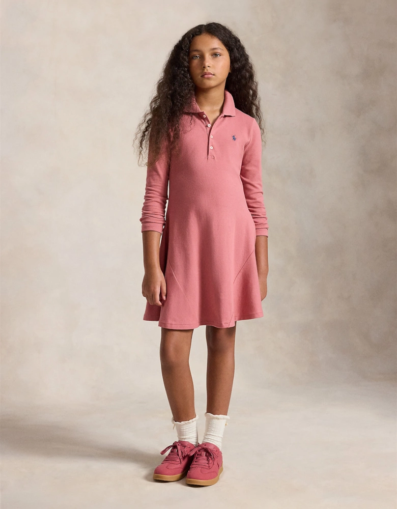 Ralph Lauren Girls Logo Polo Dress in Pink