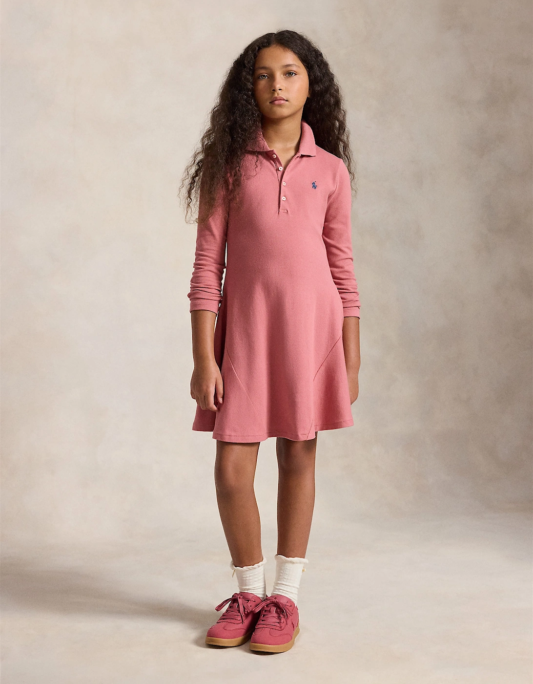 Ralph Lauren Girls Logo Polo Dress in Pink