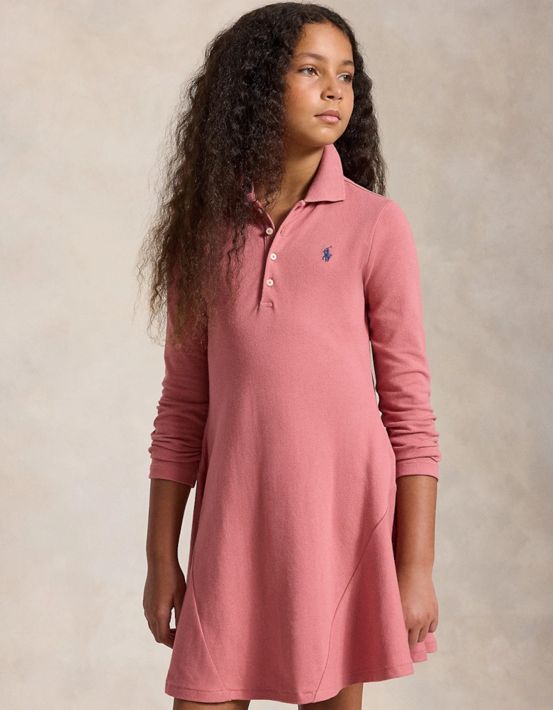 Ralph Lauren Girls Logo Polo Dress in Pink