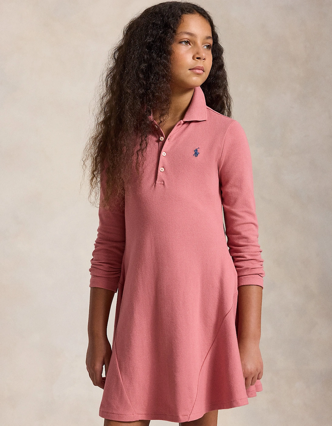 Ralph Lauren Girls Logo Polo Dress in Pink