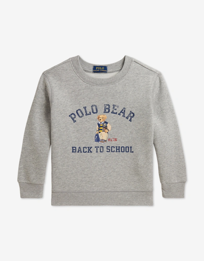 Ralph Lauren Boys Polo Bear Back To School Sweathshirt in Grey