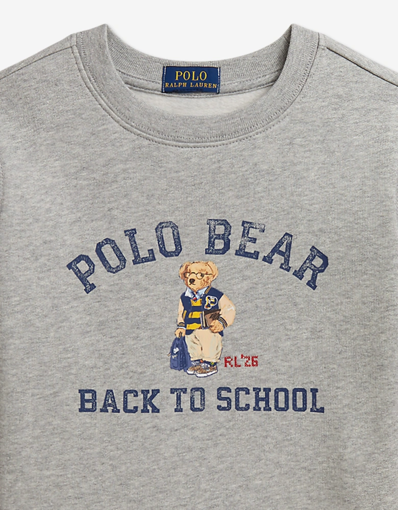 Ralph Lauren Boys Polo Bear Back To School Sweathshirt in Grey