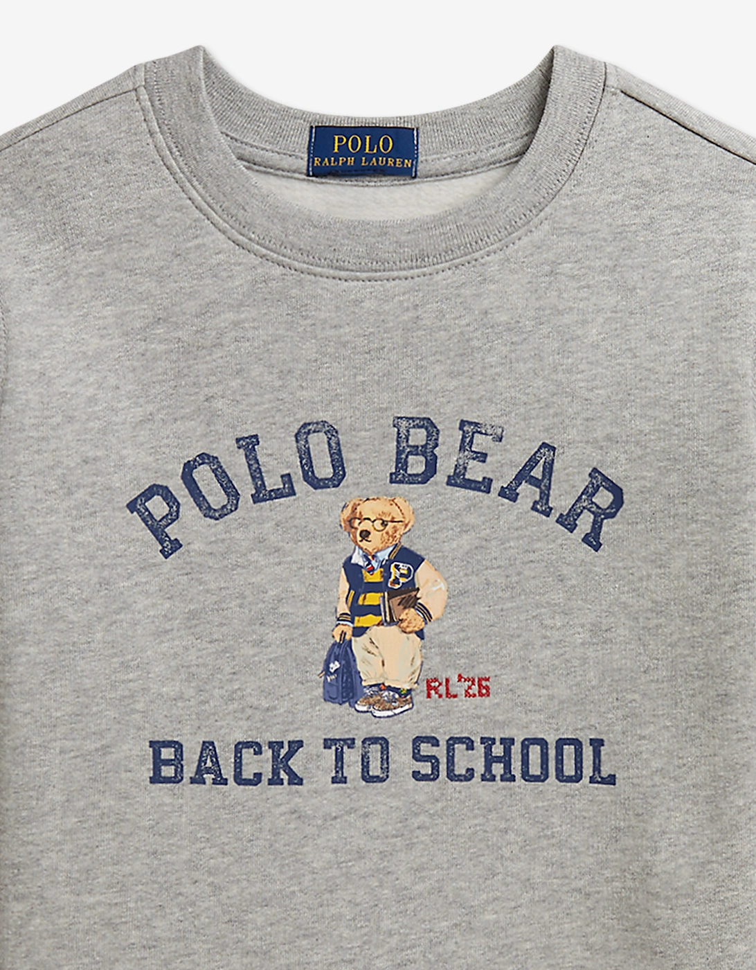 Ralph Lauren Boys Polo Bear Back To School Sweathshirt in Grey