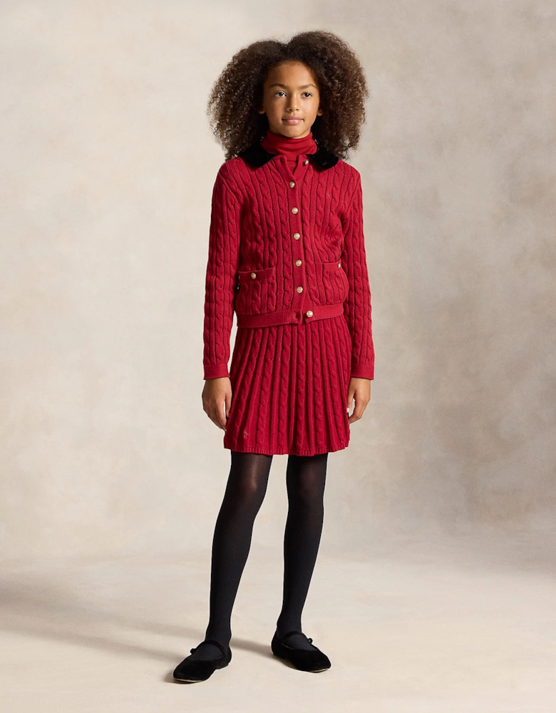 Ralph Lauren Girls Cable Knit Skirt in Red