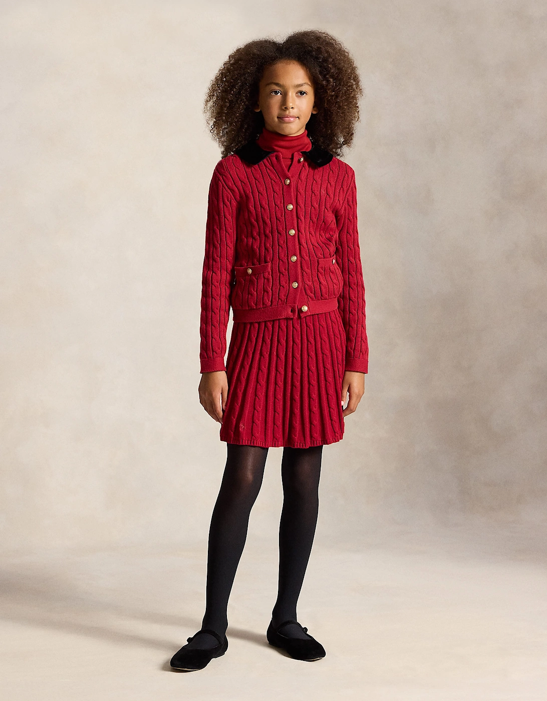 Ralph Lauren Girls Cable Knit Skirt in Red
