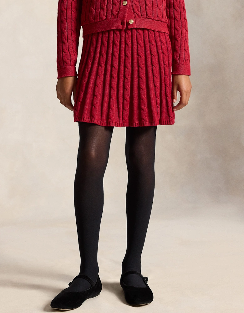 Ralph Lauren Girls Cable Knit Skirt in Red