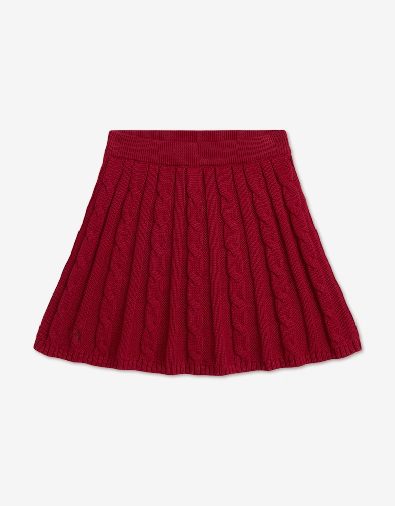 Ralph Lauren Girls Cable Knit Skirt in Red