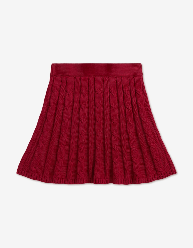 Ralph Lauren Girls Cable Knit Skirt in Red