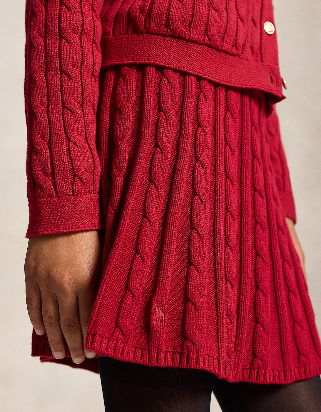 Ralph Lauren Girls Cable Knit Skirt in Red