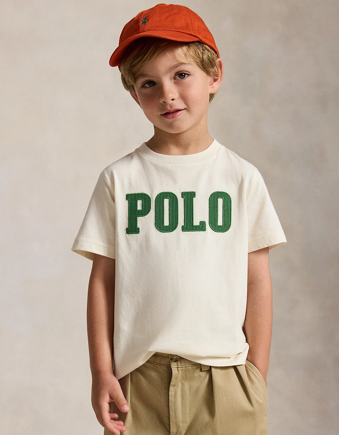 Ralph Lauren Boys Polo Logo T-Shirt in Ivory