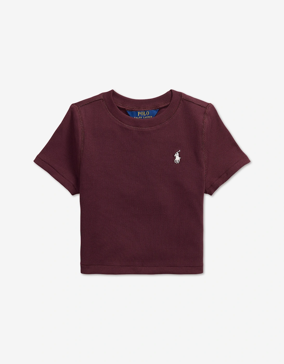 Ralph Lauren Girls Rib Knit Logo T-Shirt in Red