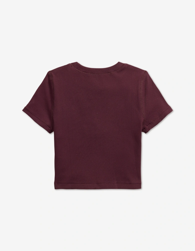 Ralph Lauren Girls Rib Knit Logo T-Shirt in Red