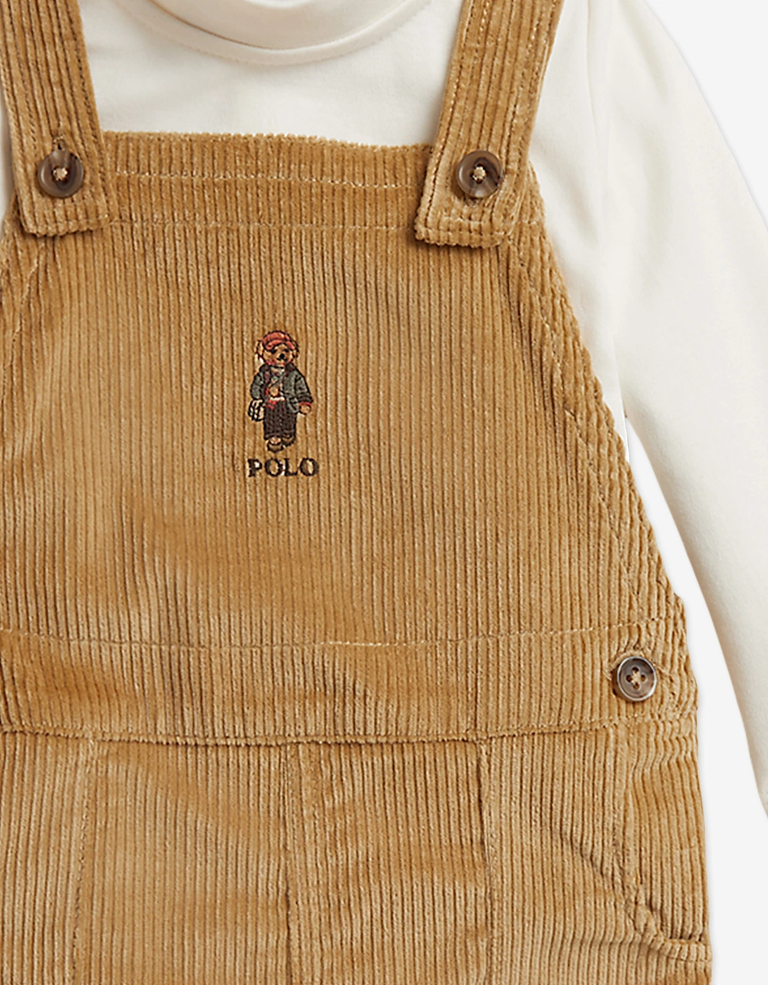 Ralph Lauren Baby Boys Polo Bear Dungaree Set in Brown