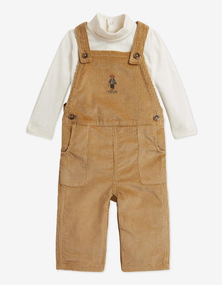 Ralph Lauren Baby Boys Polo Bear Dungaree Set in Brown