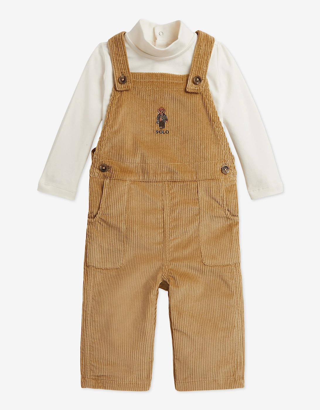 Ralph Lauren Baby Boys Polo Bear Dungaree Set in Brown