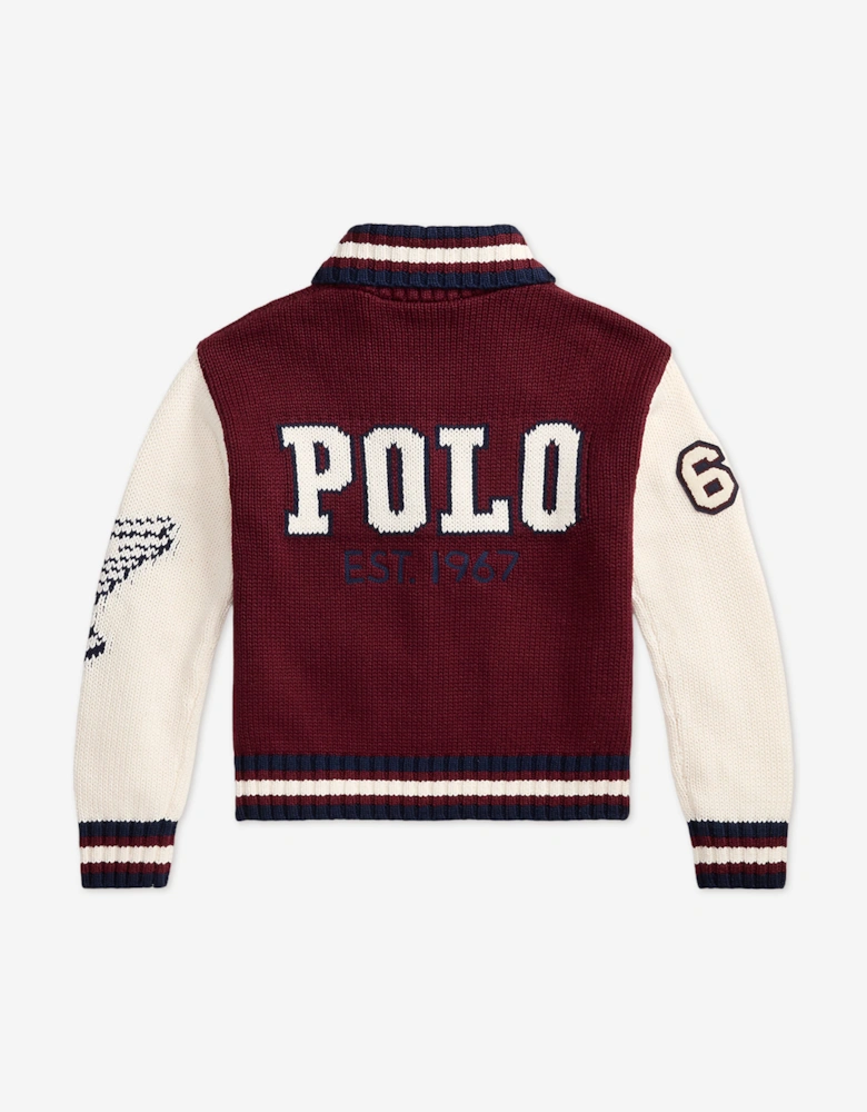 Ralph Lauren Girls Cotton and Wool Varsity Jacket in Red