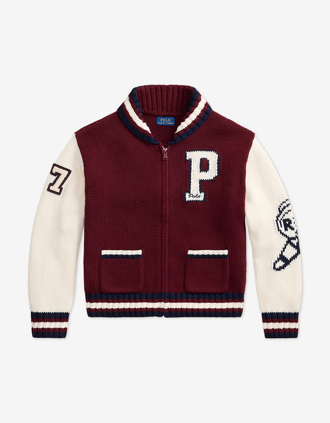 Ralph Lauren Girls Cotton and Wool Varsity Jacket in Red
