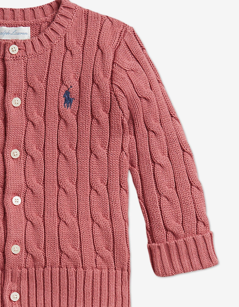 Ralph Lauren Baby Girls Cable Knit Trouser Set in Pink