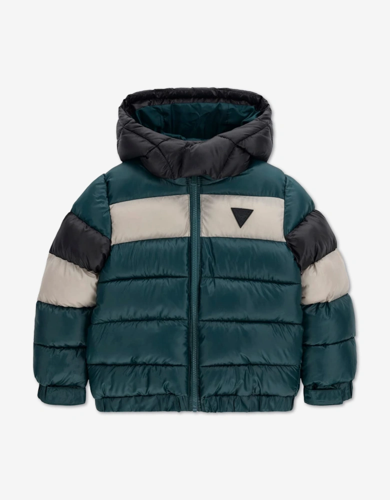 Guess Boys Hooded Puffer Jacket in Green