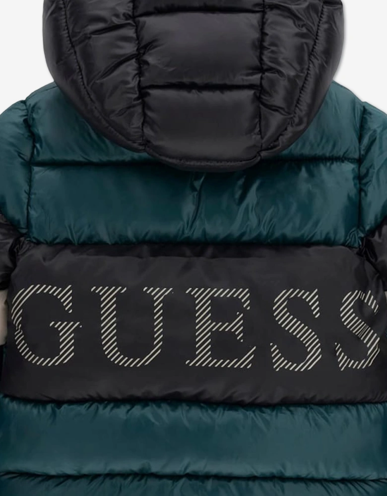 Guess Boys Hooded Puffer Jacket in Green