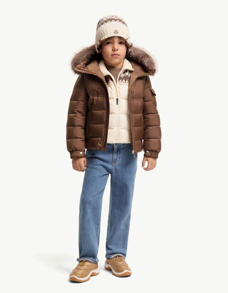 Moncler Enfant Boys Down Padded New Byronf Jacket in Brown