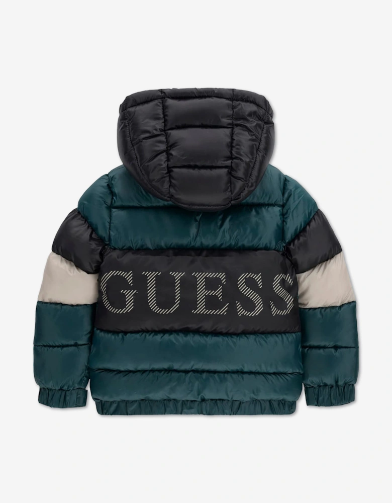 Guess Boys Hooded Puffer Jacket in Green