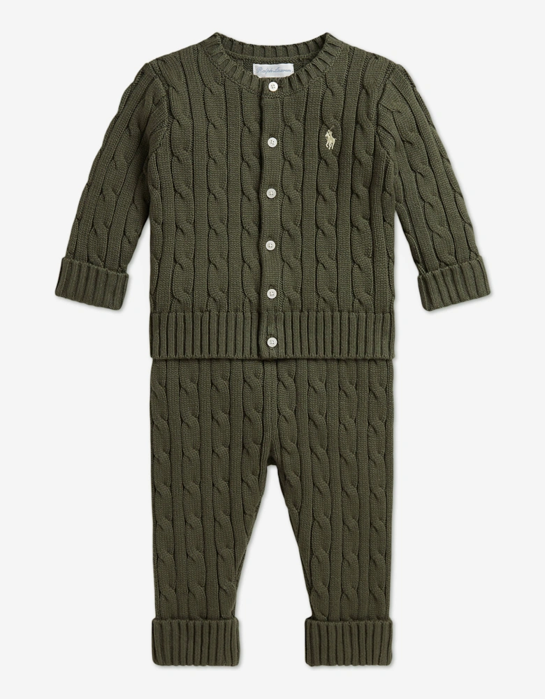 Ralph Lauren Baby Boys Cable Knit Trouser Set in Green