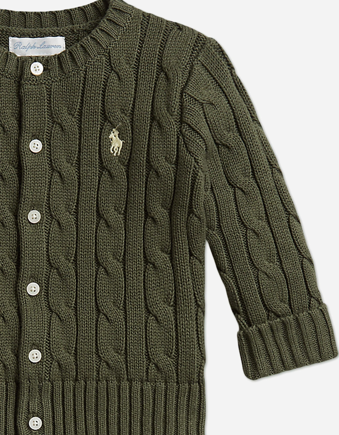 Ralph Lauren Baby Boys Cable Knit Trouser Set in Green