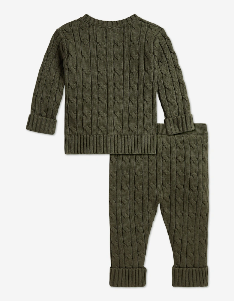 Ralph Lauren Baby Boys Cable Knit Trouser Set in Green