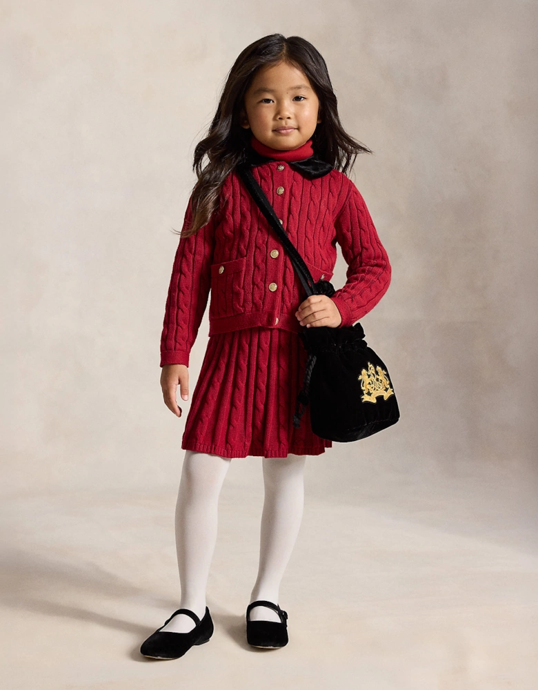 Ralph Lauren Girls Cable Knit Cardigan in Red