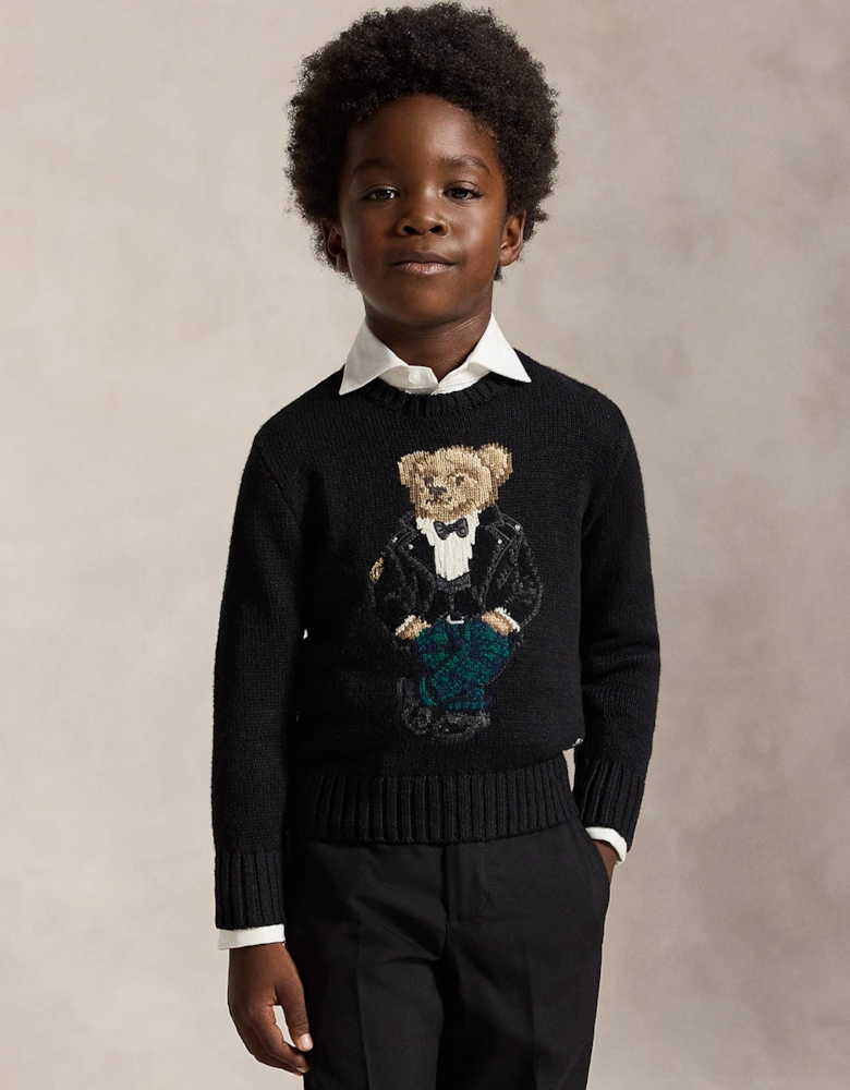 Ralph Lauren Boys Polo Bear Jumper in Black