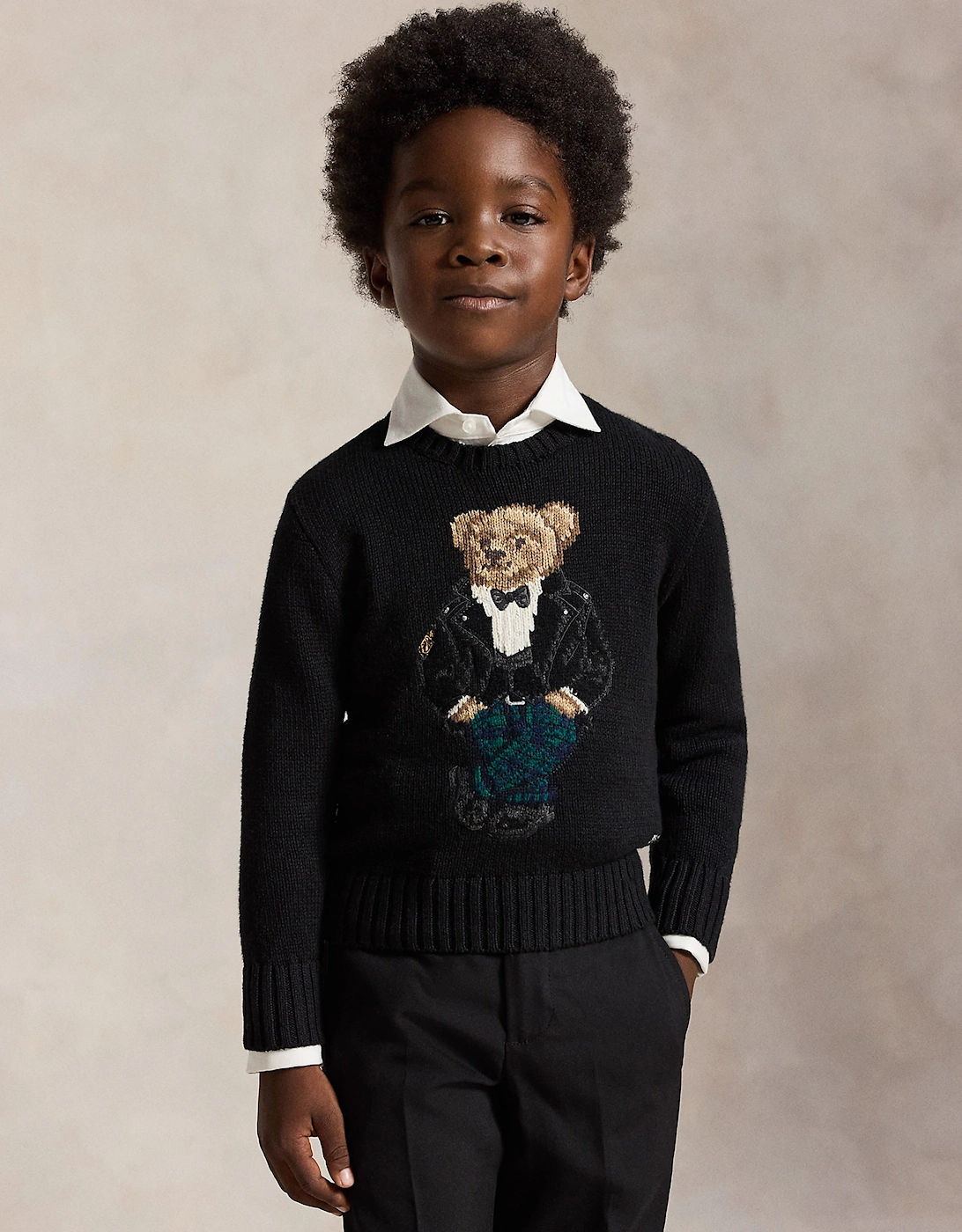 Ralph Lauren Boys Polo Bear Jumper in Black