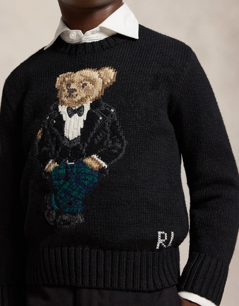 Ralph Lauren Boys Polo Bear Jumper in Black