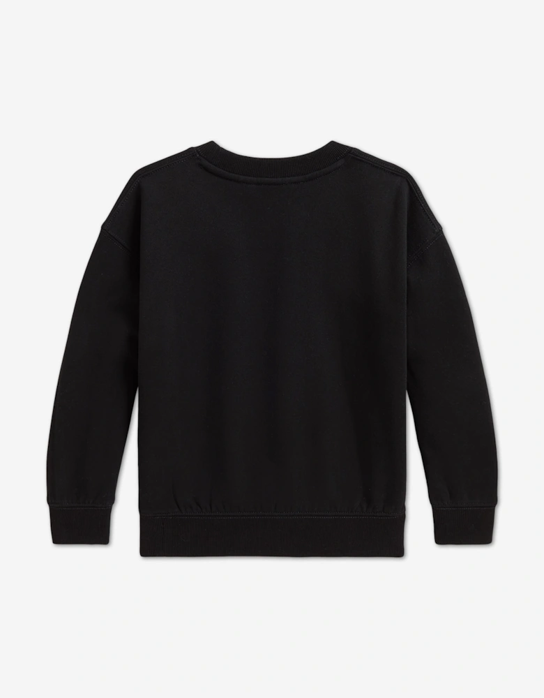 Ralph Lauren Girls Polo Bear Family Sweatshirt in Black