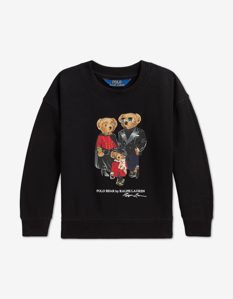 Ralph Lauren Girls Polo Bear Family Sweatshirt in Black