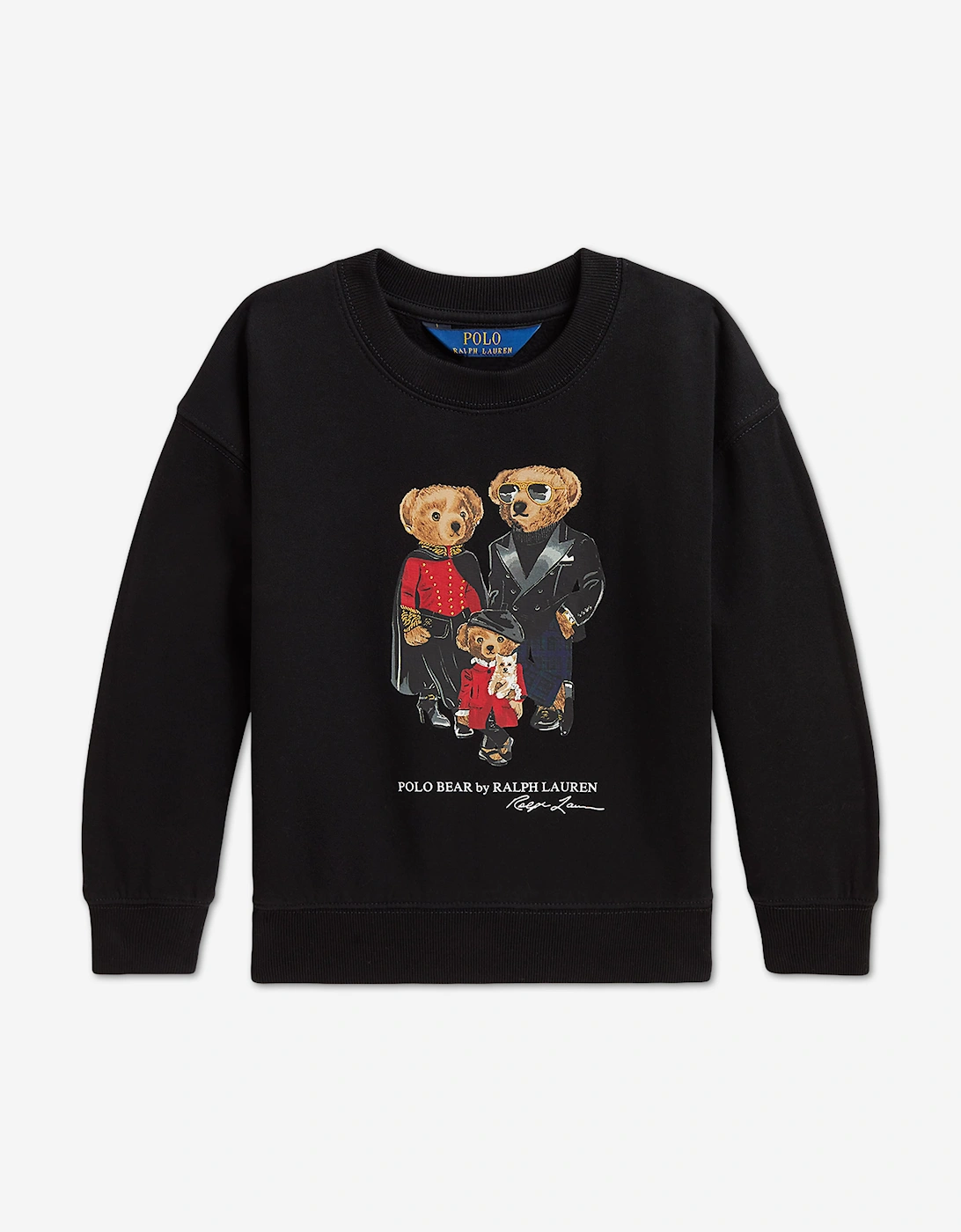Ralph Lauren Girls Polo Bear Family Sweatshirt in Black