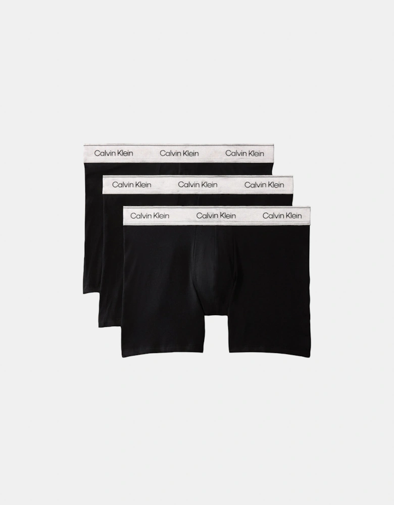 Calvin Klein 3 Pack Icon Cotton Stretch Mens Boxer Briefs - Black/Silver Haze