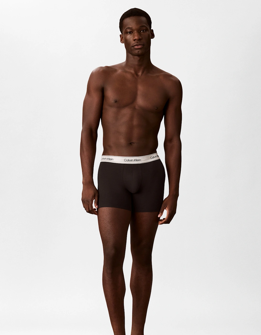 Calvin Klein 3 Pack Icon Cotton Stretch Mens Boxer Briefs - Black/Silver Haze