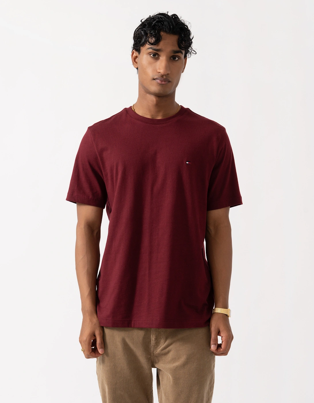 Tommy Hilfiger Essential Seasonal Regular Fit Solid Mens T-Shirt - Burgundy