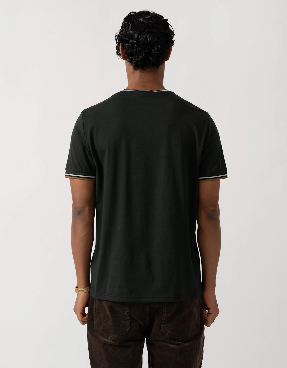 Fred Perry Mens Twin Tipped T-Shirt - Night Green/Dusk Blue/Dark Caramel 78C