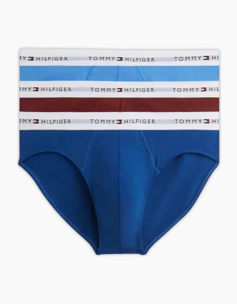 3-Pack Signature Cotton Briefs, Blue/Burgundy/Blue